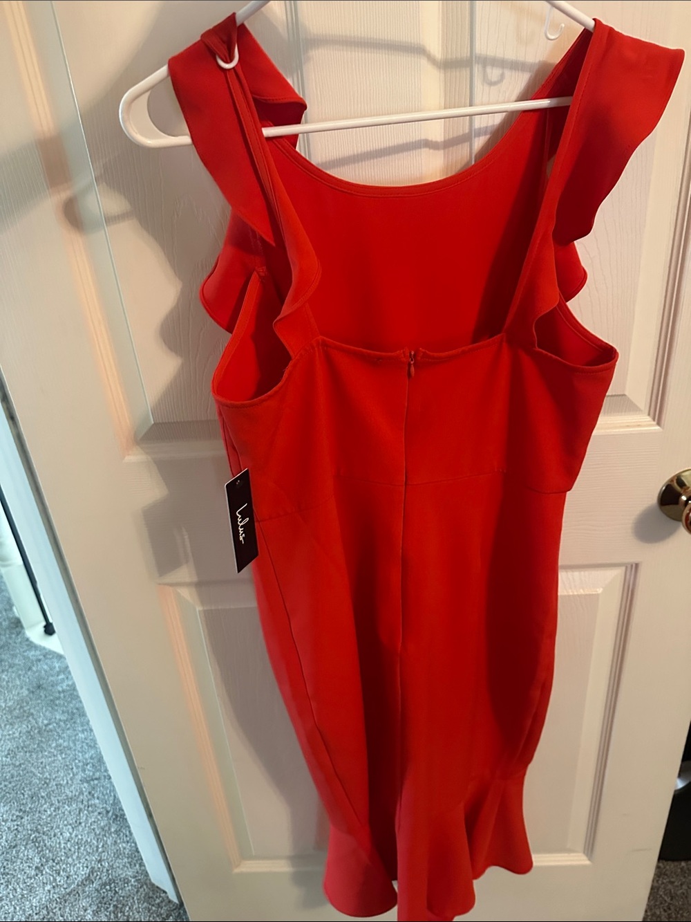 Lulu's Red Ruffle Midi Dress - Picture 2 of 4